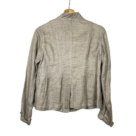 Eileen Fisher Blazer‎ Womens Sz XS Organic Linen Cotton Jacket Beige Snap Button - Picture 2 of 6